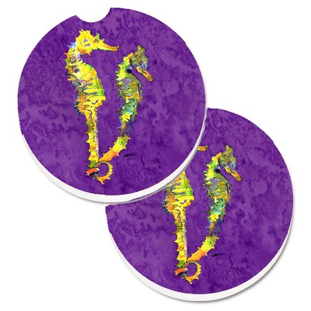 Carolines Treasures Seahorse Set of 2 Cup Holder Car Coaster 8661CARC
